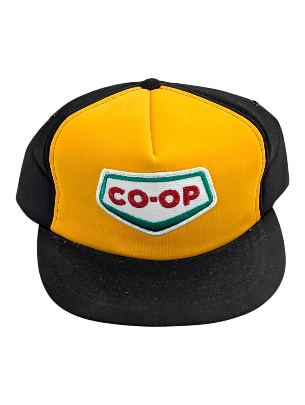 Co-op Trucker Hat Black Yellow Snapback VTG 80s 90s Korea Cap